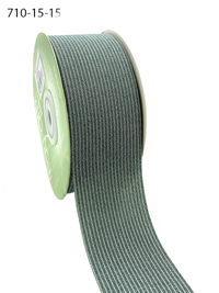 1.5 Inch Striped Washed Green Linen Ribbon
