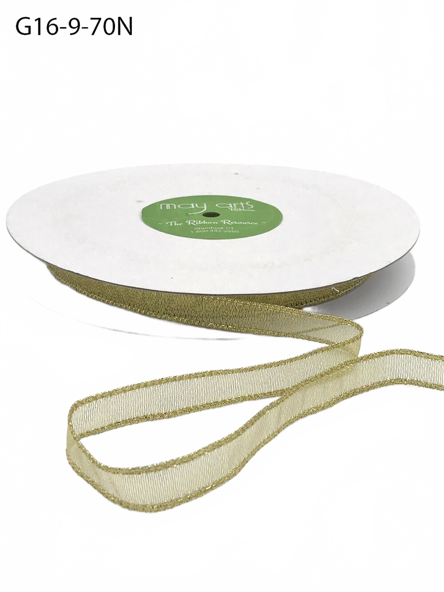 ½ Inch Semi-Sheer Metallic Gold Ribbon