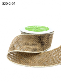 2 Inch 100% Jute Burlap Ribbon With Color Wired Edge