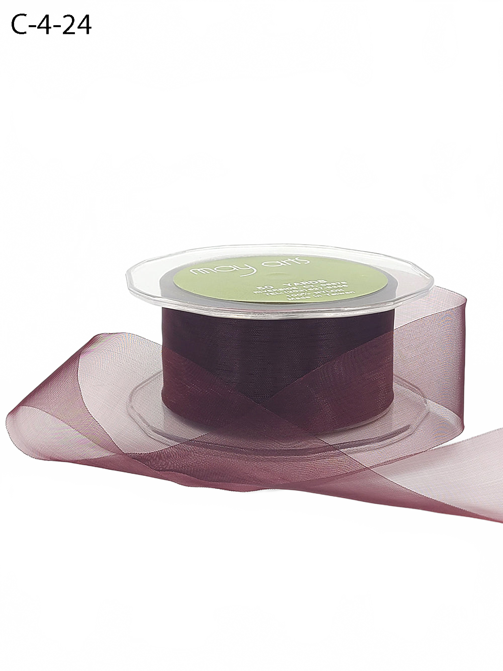 1.5 Inch Soft Shimmer Wine Sheer Ribbon With Cut Edge