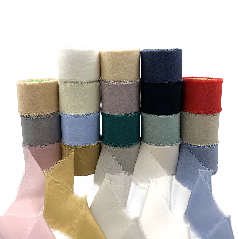 1.25 Inch 100% Silk Crepe With Frayed Edge (Non-Dyed And Hand-Dyed)