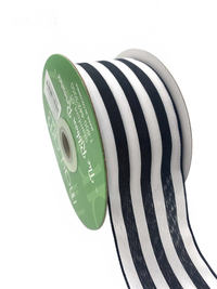 2 Inch Striped Black/White Ribbon With Woven Edge