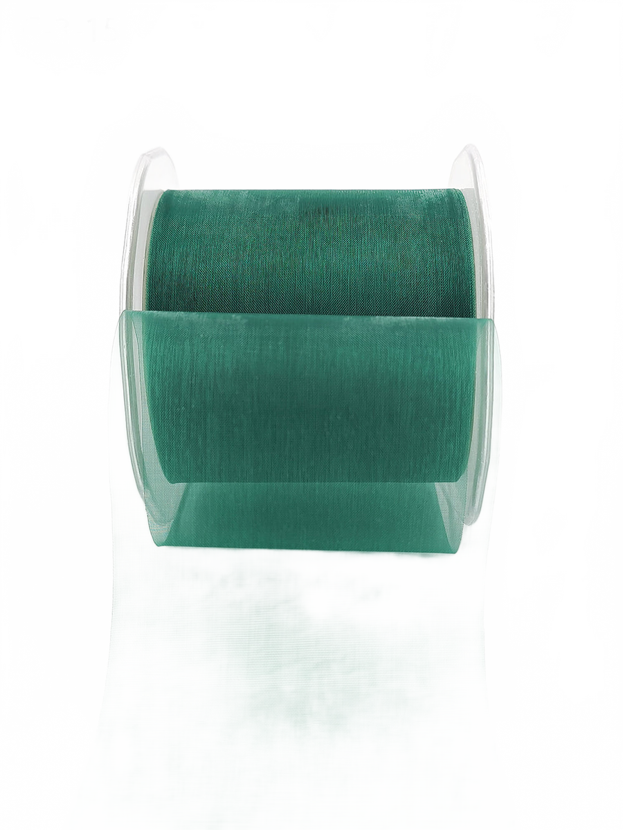 3 Inch Soft Shimmer Green Sheer Ribbon With Cut Edge