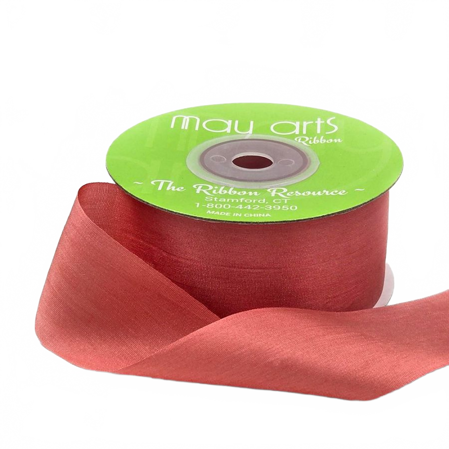 1.25 Inch 100% Hand-Dyed Terra Cotta Silk Ribbon With Woven Edge