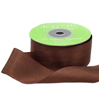 1.25 Inch 100% Hand-Dyed Milk Chocolate Silk Ribbon With Woven Edge