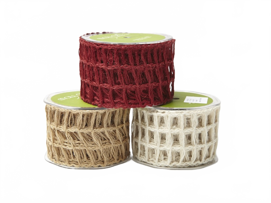 2.5 Inch Open Weave Burlap Net Ribbon With Wired Edge
