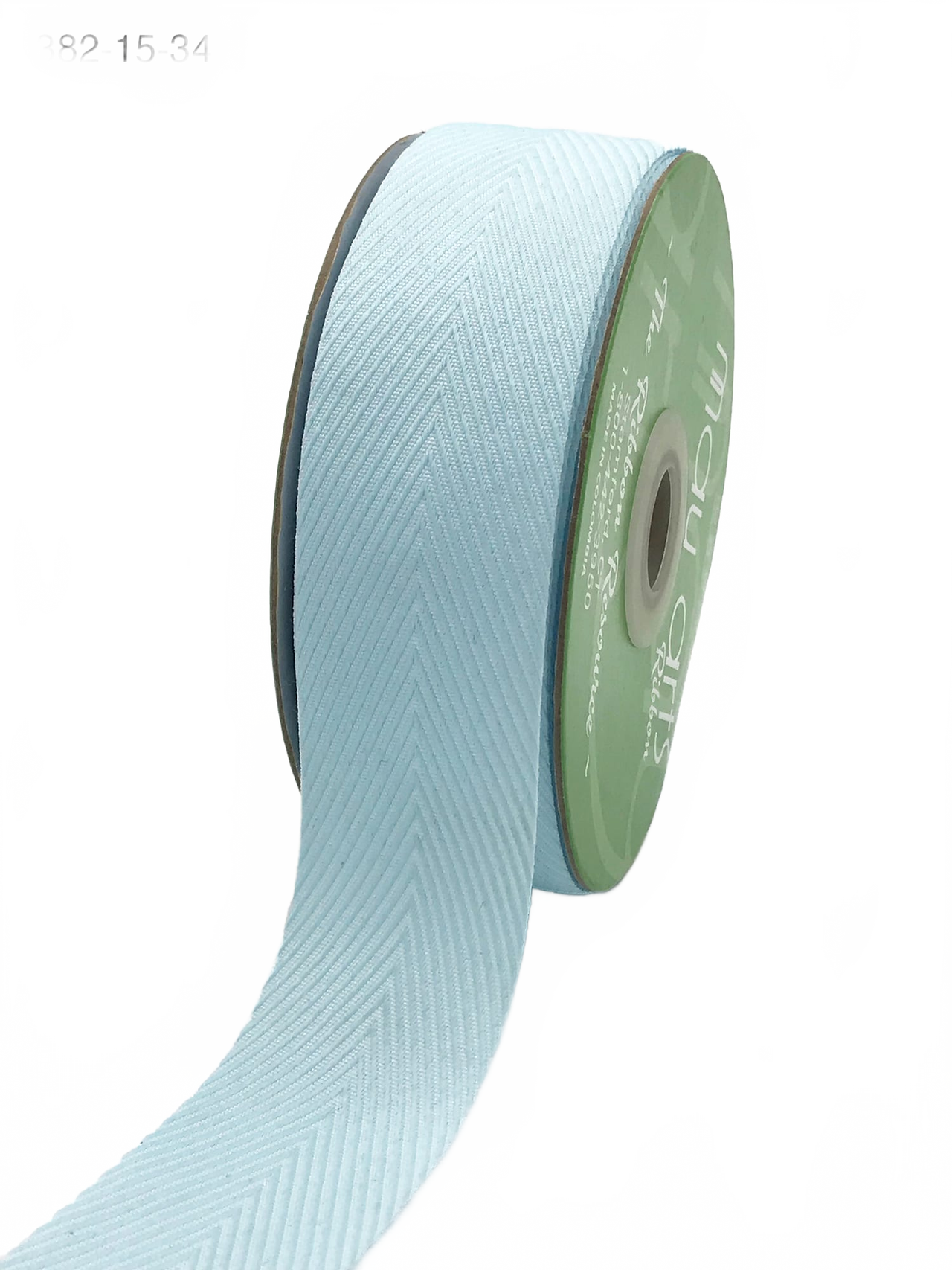 1.5 Inch Light Blue Twill Chevron Stripe Ribbon With Woven Edge