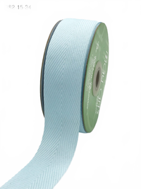 1.5 Inch Light Blue Twill Chevron Stripe Ribbon With Woven Edge