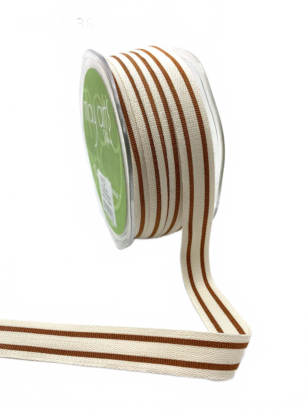 5/8 Inch Burnt Orange Cotton Blend Double Stripe Ribbon With Woven Edge