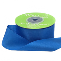 1.25 Inch 100% Hand-Dyed French Blue Silk Ribbon With Woven Edge