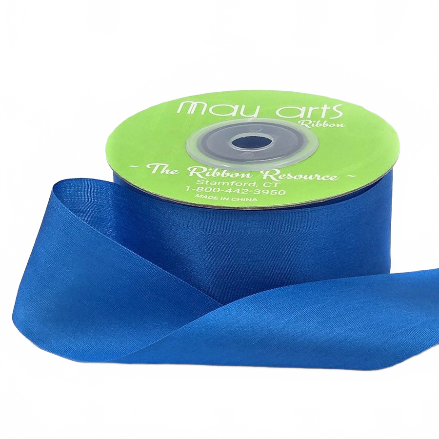 1.25 Inch 100% Hand-Dyed French Blue Silk Ribbon With Woven Edge