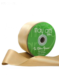 2.5 Inch Classic Double Faced Gold Satin Ribbon With Woven Edge