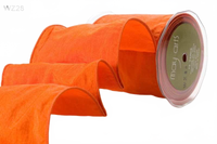 4 Inch Wrinkled Crushed Orange Ribbon With Wired Edge