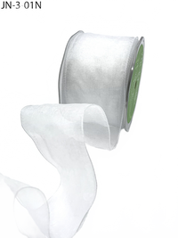 2.5 Inch Shimmer White Sheer Ribbon With Wired Edge