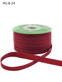 3/8 Inch Woven Burgundy/Deep Red Grosgrain Stripe Ribbon With Woven Edge
