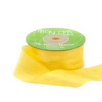 1.25 Inch 100% Hand-Dyed Lemon Silk Ribbon With Woven Edge