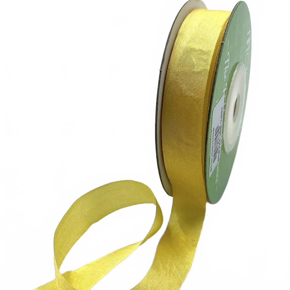 1/2 Inch 100% Hand-Dyed Lemon Silk Ribbon With Woven Edge