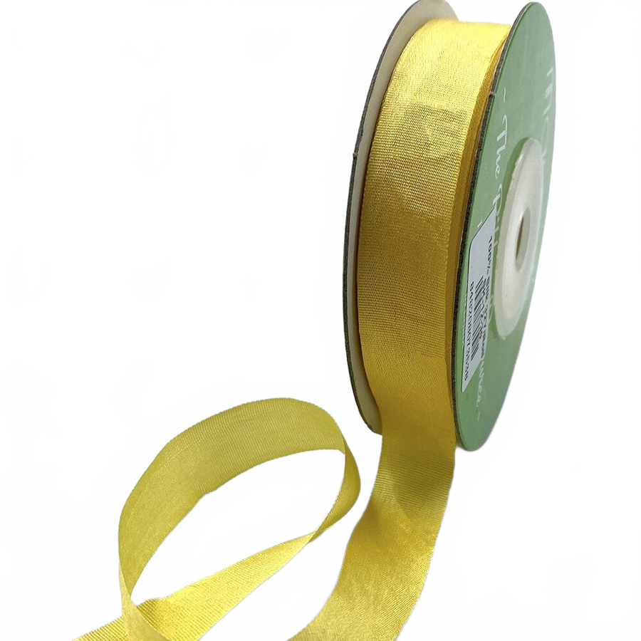 1/2 Inch 100% Hand-Dyed Lemon Silk Ribbon With Woven Edge