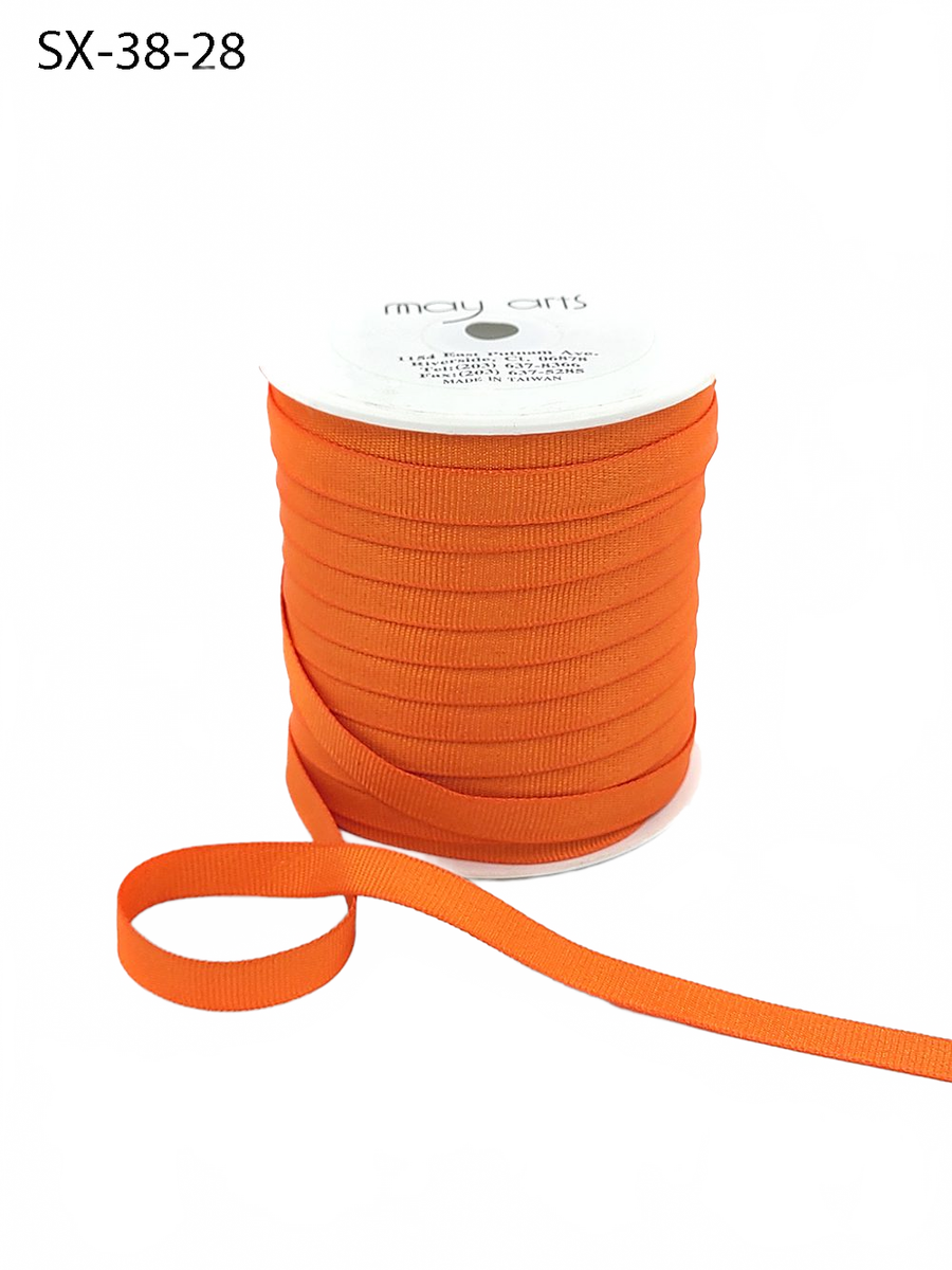 3/8 Inch Heavy-Weight (Higher Thread Count) Classic Orange Grosgrain Ribbon With Woven Edge