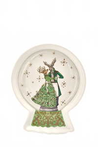 Snow Globe Tray W/ Dancing Deer Couple Decal