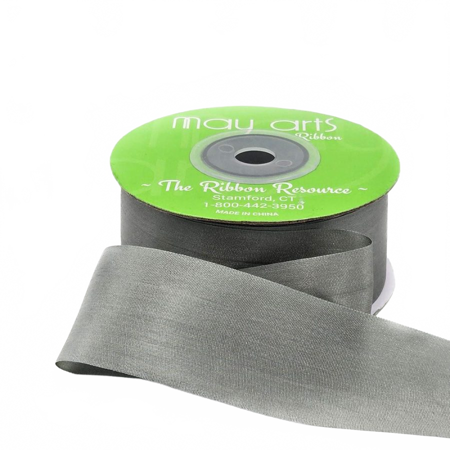 1.25 Inch 100% Hand-Dyed Gargoyle Silk Ribbon With Woven Edge