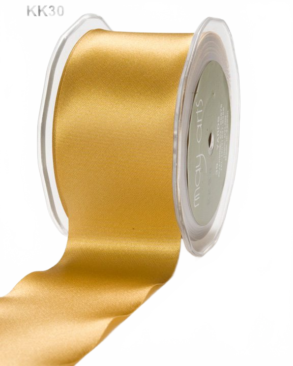 3 Inch Single Faced Gold Satin Cut On The Bias Ribbon With Wavy Cut Edge