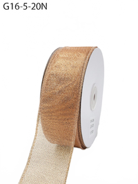 1.5 Inch Semi-Sheer Metallic Gold Ribbon