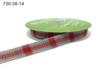 ~5/8 Inch Woven Tartan Plaid Red/Grey/Tan Tartan Twill Ribbon