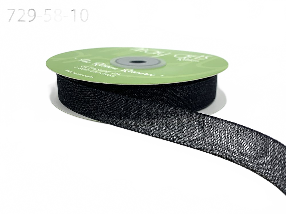 ~5/8 Inch Semi-Sheer Shimmer Woven Black Ribbon