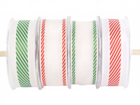 1.5 Inch Christmas White Sheer With Diagonal Stripe Ribbon With Wired Edge