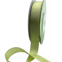 1/2 Inch 100% Hand-Dyed Celery Silk Ribbon With Woven Edge