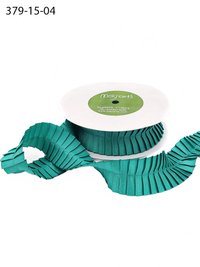 1.5 Inch Teal Satin Pleats Ribbon With Woven Edge