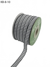 3/8 Inch Checkered Black Ribbon With Woven Edge