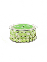 3/8 Inch Adhesive Puffy Mini Gingham Heart Light Green/Ivory Ribbon With Cut Sealed Edge