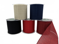 4 Inch Faux Linen Woven Wired Edge Ribbon