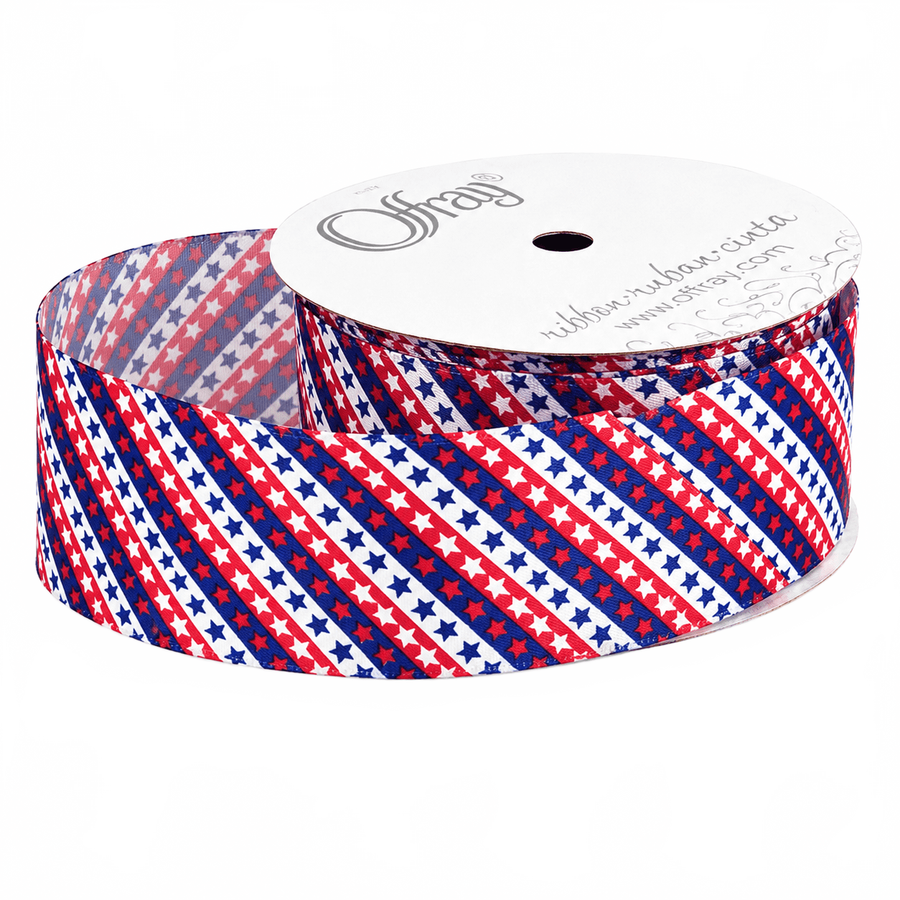 1.5″ Glory Red White And Blue Wired Red/White/Blue Ribbon