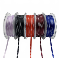 1/8 Inch Satin Mini Center Dot Ribbon With Woven Edge