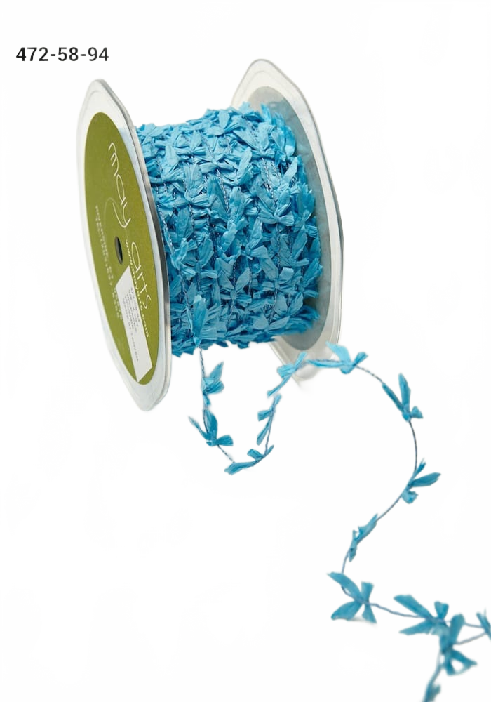 5/8 Inch Mini Paper Bows On Wired String Cord Turquoise Ribbon