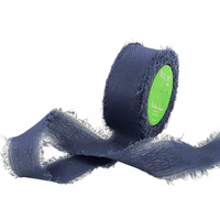 5/8 Inch 100% Silk Navy Crepe With Frayed Edge (Non-Dyed And Hand-Dyed)