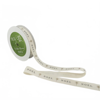 3/4 Inch Ivory Canvas Printed Ribbon With Woven Edge