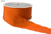 1.5 Inch Wrinkled Faux Orange Silk Ribbon With Cut Edge