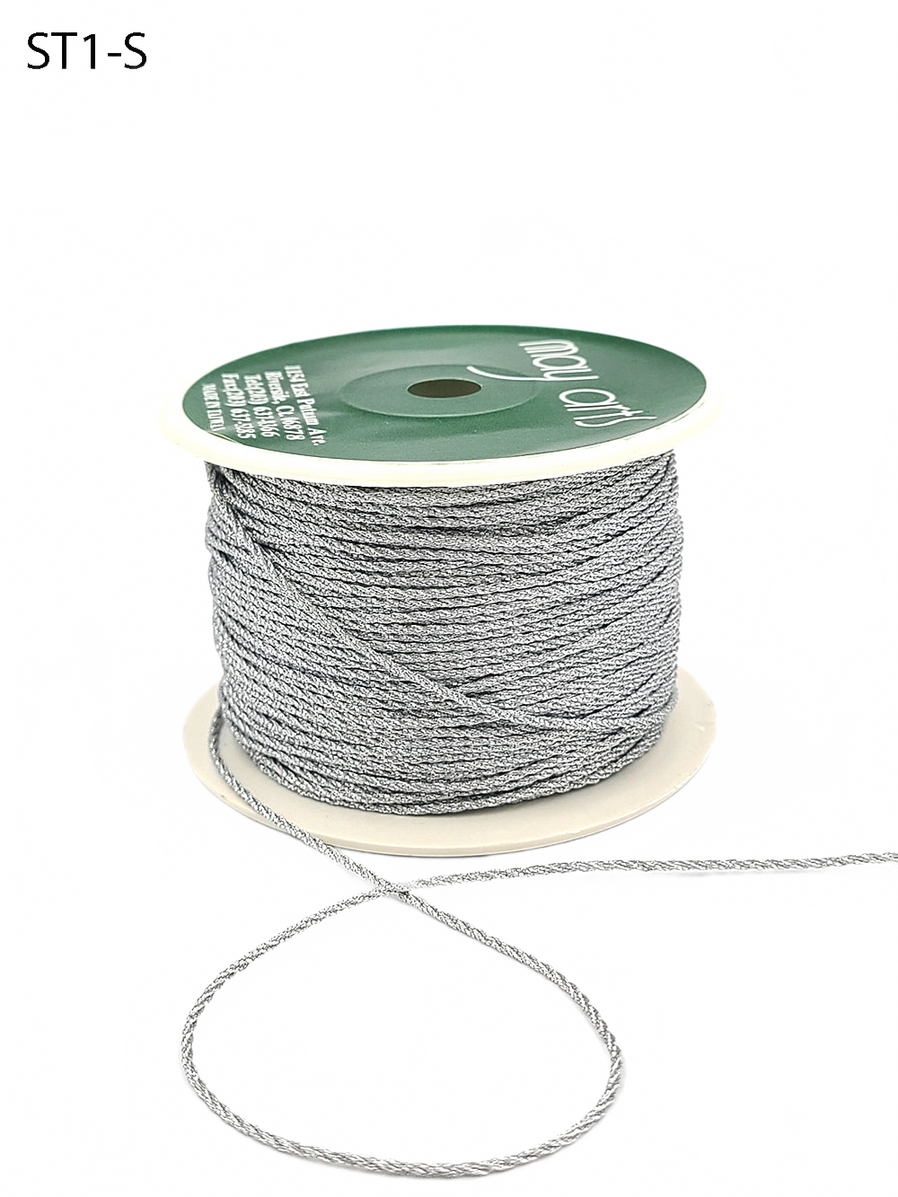 1 Millimeter Metallic Silver Metallic Twisted Chording