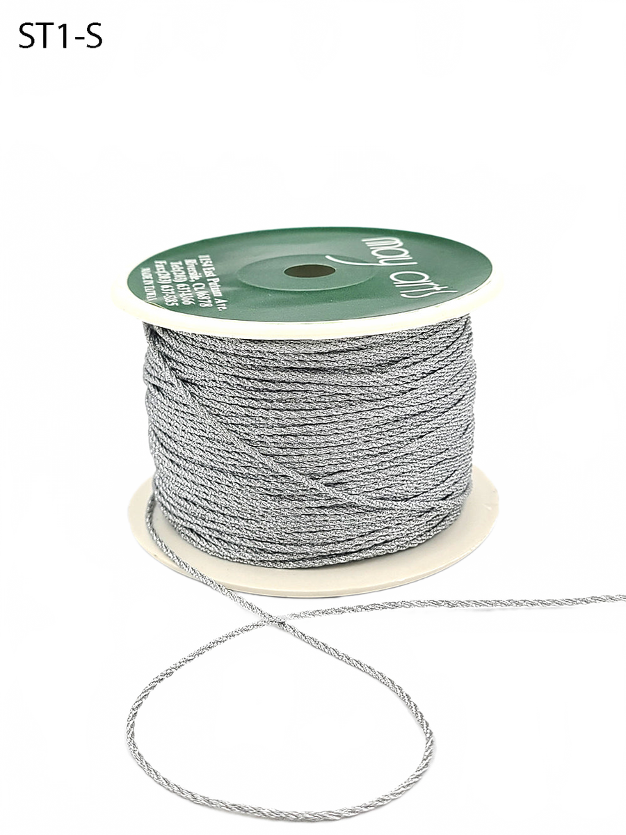 1 Millimeter Metallic Silver Metallic Twisted Chording