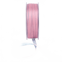 3/8 Inch Two-Color Reversible Light Blue/Pink Satin With Woven Stitched Edge