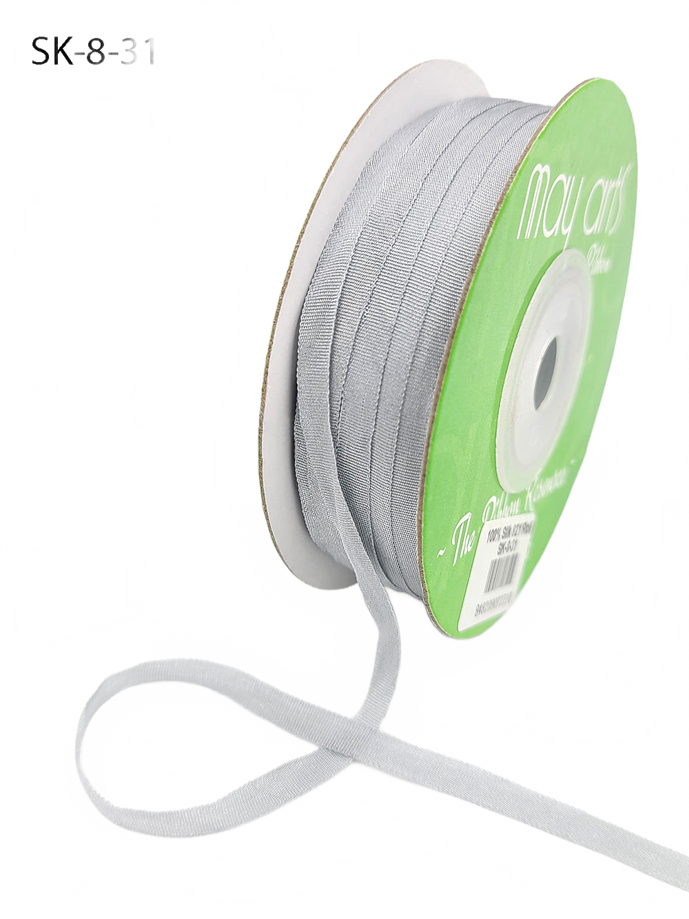 1/8 Inch 100% Hand-Dyed Grey Silk Ribbon With Woven Edge