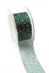 1.5 Inch Sheer Glitter Dot Ribbon With Cut Edge