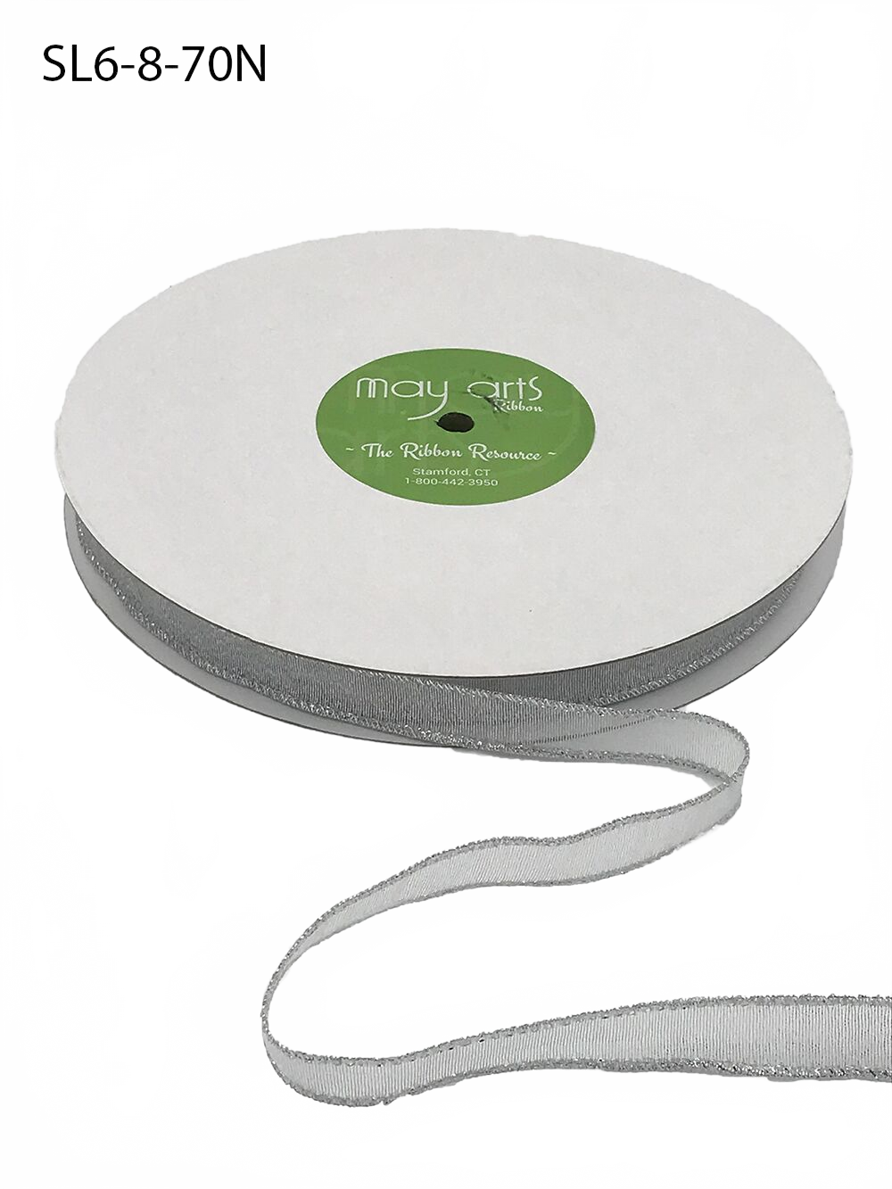 5/8 Inch Metallic Silver Wired Ribbon