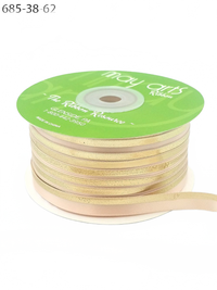 ~3/8″ Single Faced Satin Gold Nude/Gold Foil Stripe Ribbon