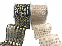 2.5 Inch Sequin Tulle Ribbon With Wired Edge
