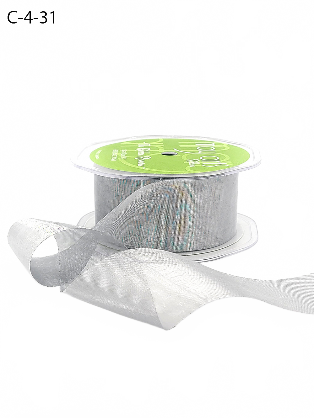 1.5 Inch Soft Shimmer Silver Sheer Ribbon With Cut Edge